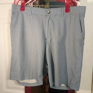adidas Men's Blue Gingham Flat Front Shorts